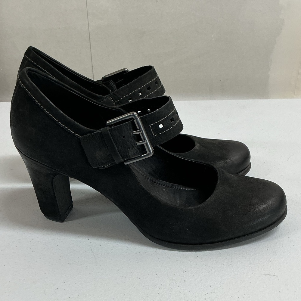 ECCO Women’s Mary Jane Leather Heels Black Comfort Buckle Size 40 (US 9–9.5) - Picture 3 of 5